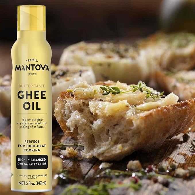 Mantova Spray High in naturally balanced omega fatty acids, with olive oil and avocado oil, 5 Fl Oz, ghee butter