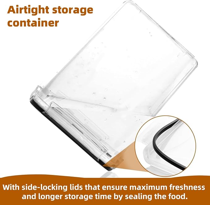 4pc 5.2L Large Airtight Plastic Canisters with Lids, Cups & Labels | 4pk 5.2L airtight containers block moisture. Stackable bins fit rice, flour and all baking pantry supplies