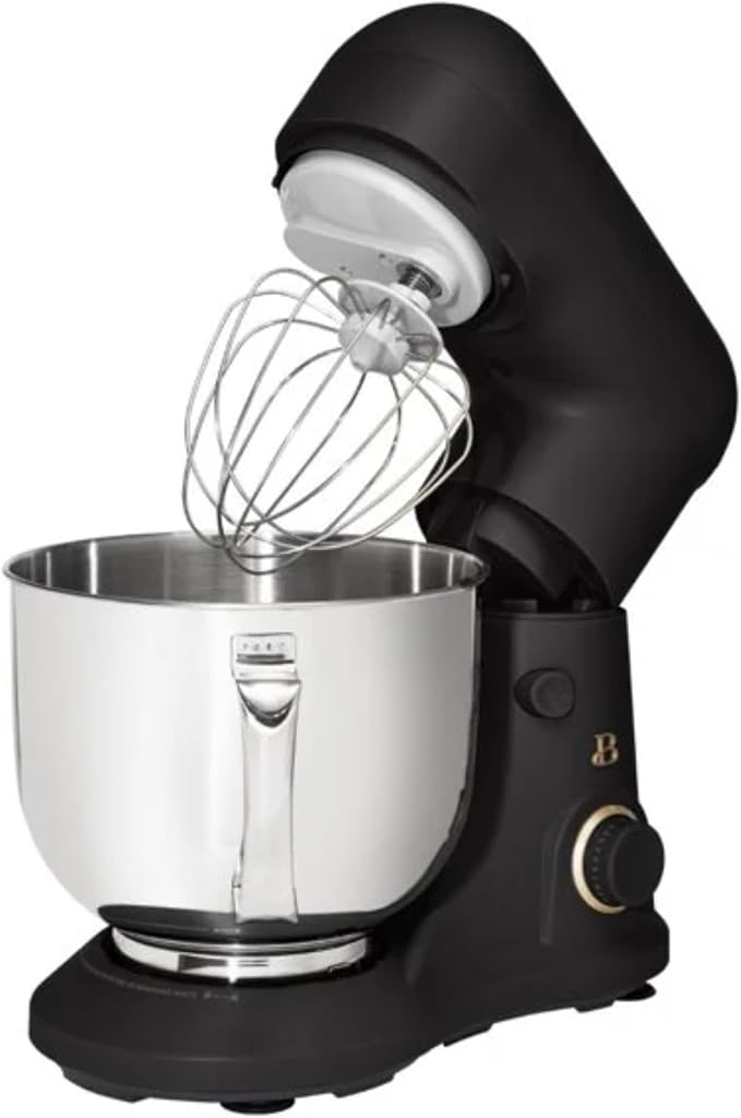 5.3 Qt Stand Mixer, 300W Electric Kitchen Mixer with 12 Speeds, Tilt Head Design, Stainless Steel Bowl, Dough Hook Whisk Beater Splash Guard (Black Sesame)
