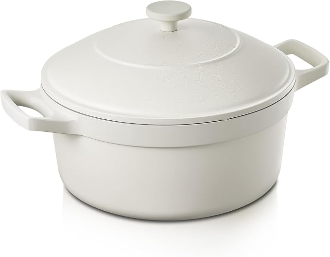 BEZIA 5.7 QT Lightweight Ceramic Nonstick Dutch Oven with Lid, Stock Pot | Versatile Cooking Pot for Soup, Family Stew & Braising, Oven Safe Casserole, Induction Ready, Easy to Clean, for 3-5 People