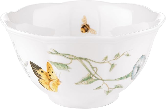 Lenox Butterfly Meadow Square Porcelain 18-Piece Dinnerware Set for 6 | ceramic, dishwasher safe, microwave safe | plates and bowls sets for kitchen and dining, dish set, dishes