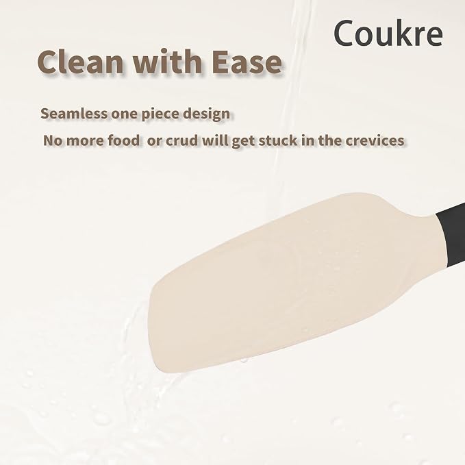 Coukre Silicone Spatula Set of 5,High Temperature Resistant, Food Grade Silicone, Dishwasher Safe, for Baking, Cooking (Beige Black)