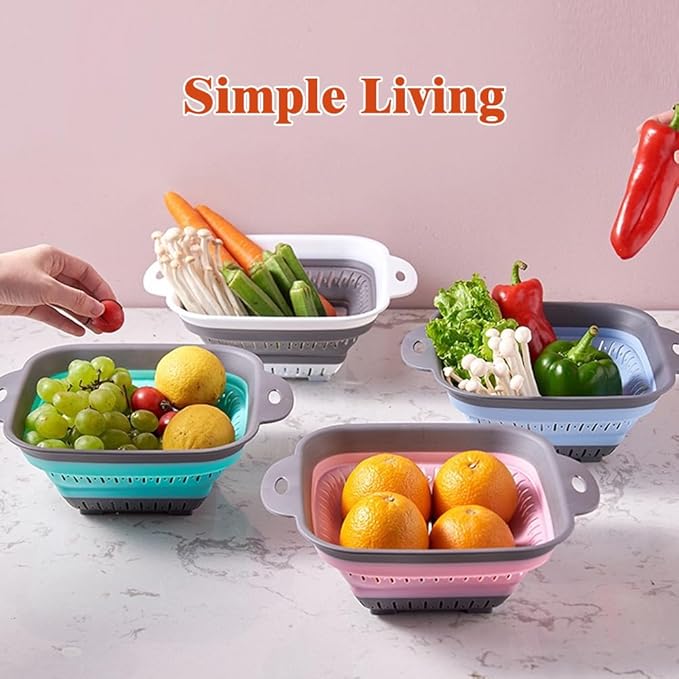 Collapsible Colander and Strainer,Silicone Strainer Colanders & Food Strainers,for Vegetable and Fruit, Kitchen Essentials