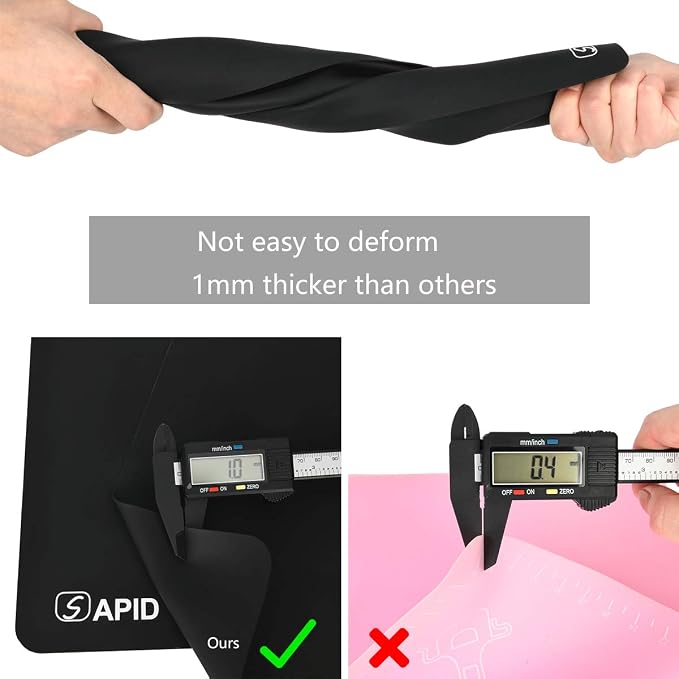 Sapid Large Silicone Sheet for Crafts Silicone Mat for Resin Art Painting | Extra Thick Jewelry Casting Mats, Nonstick Nonslip for Epoxy Resin, Art Painting, Heat-Resistant Counter Mat 20"x27.9", Black
