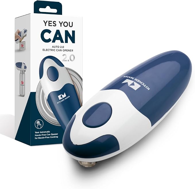 Kitchen Mama Auto 2.0 Electric Can Opener, Navy Blue | Refined Blade, Automatic Hands Free, Smooth Edge, Food-Safe, Battery Operated