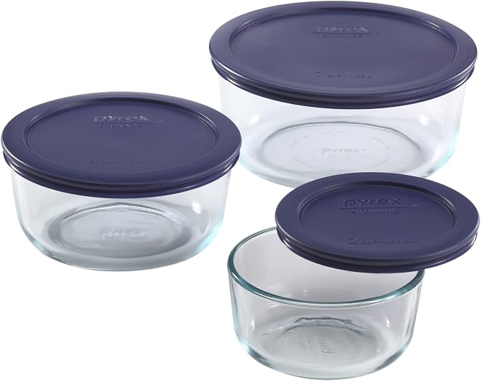 Pyrex Simply Store (3-Pack) Glass Food Storage Containers Set (2, 4, 7 Cup)