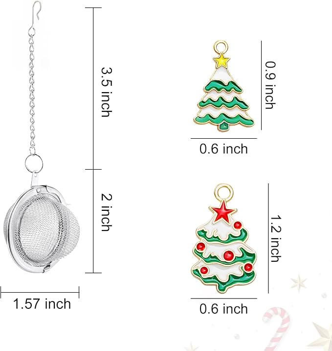 2PC Christmas Tea Infuser, 2.1 inch Tea Ball with Christmas Tree Pendant | Stainless Steel Tea Strainer,Tea Diffuser Tea Steeper for Filtering Tea,Tea Infusers for Loose Tea