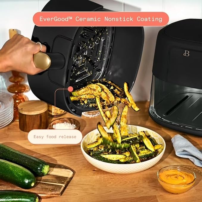 B 6 Quart Digital Air Fryer TurboCrisp Technology, Large Touchscreen Controls, Ceramic Roast Reheat Dehydrate Nonstick, Family Size for 5-7 People