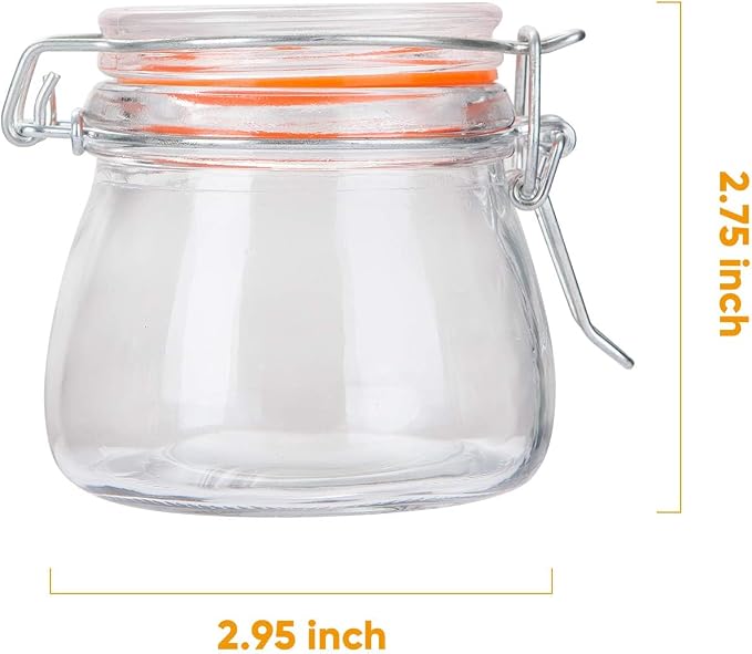 Small Glass Jars With Airtight Lids, Glass Spice Jars 5 oz,Maosn Jars With Leak Proof Rubber Gasket 150ml,Glass Storage Containers With Hinged Lid,Mini Kitchen Canisters 24 Pack