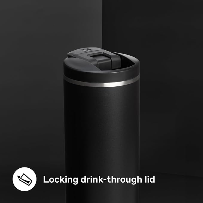 STANLEY 1913 Transit Flip Top Mug 0.6L - Black | Keeps 6 Hours Hot - 12 Hours Cold - Leakproof - Dishwasher Safe - Car Cup Holder Compatible