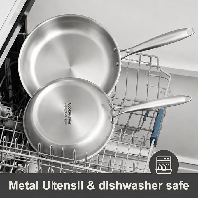 5-Quart Tri-Ply Stainless Steel Saute Pan, 11-Inch | Tri-Ply Stainless Steel,With Lid, Skillet and Helper Handle, Induction Cooking Pan, Dishwasher and Oven Safe