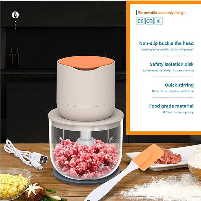 2.5 CUP Electric Food Chopper,Small Food Processor for Meat,Onion | 600ML Mini Food Processor, Chopper Vegetable Cutter,Meat Chopper Blender,Kitchen Utensils for Ginger, Chili, Fruit, Spices