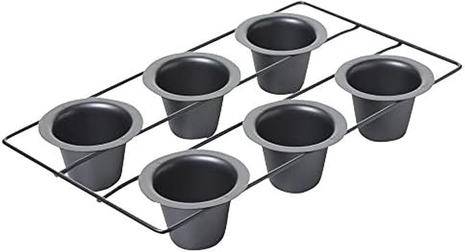 Chicago Metallic 6-Cup Popover Pan, Heavyweight Aluminized Steel with Nonstick Coating, Ideal for Yorkshire Pudding, Muffins, and Popovers
