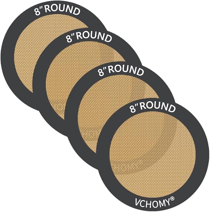 Silicone Baking Mats, Set of 4, Round dia 8 Inch, Non Stick, BPA Free, Baking Sheet Pan Liner for Cake,Pizza,Cookies,Macaron,Bread,Pastry,Toaster (Gray, Round-dia 8 inch)