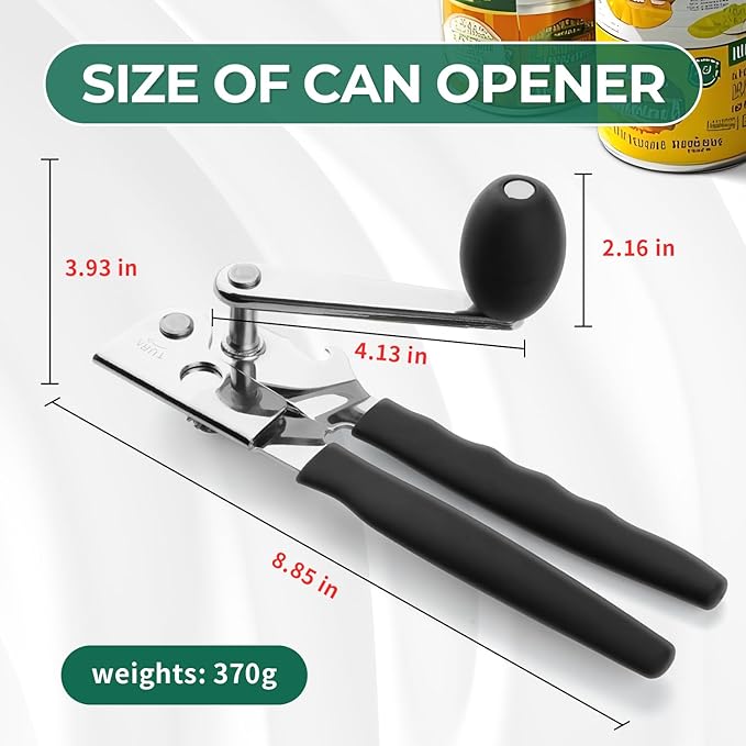 Commercial Can Opener Manual Heavy Duty for Seniors for Kitchen | Stainless Steel Hand Crank Can Opener Smooth Edge Can Opener for Restaurant for Big Cans for Arthritics