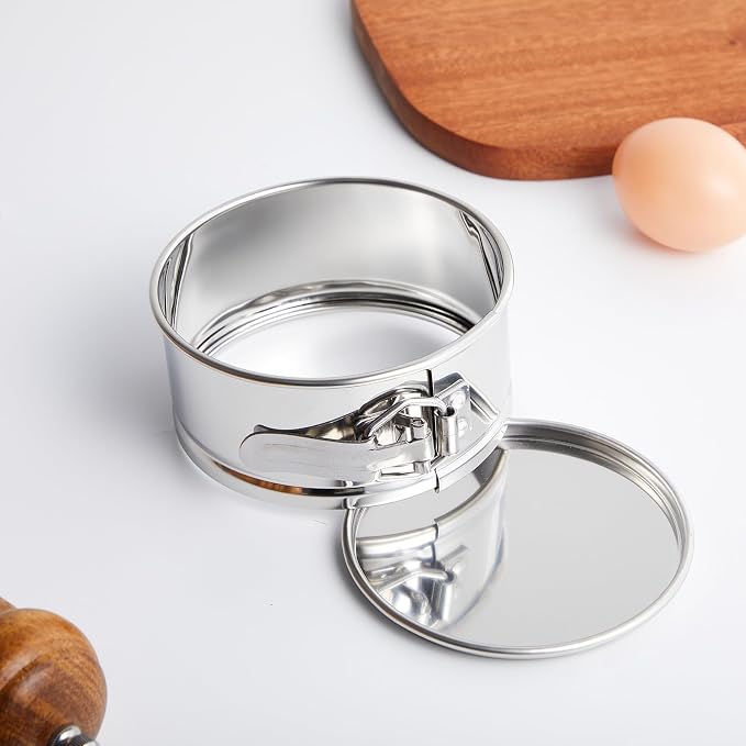 8 Pcs 4 Inch Springform Pan for Baking Mini Cheesecake Pans with Removable Bottom Nonstick Leakproof Round Cake Mold Spring Form Molds for Mini Cheesecake Pizza and Quiches (Stainless Steel)