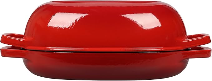 EDGING CASTING Enameled Cast Iron Oval Dutch Oven Pot with Lid, Dutch Oven for Sourdough Bread Baking, Bread Oven, Bread Dutch Oven, Oval Bread Pan, 5qt, Red