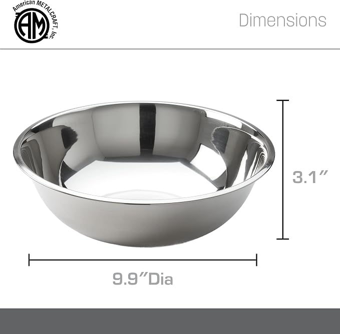 American METALCRAFT, Inc. 3 qt Stainless Steel Mixing Bowl, Silver