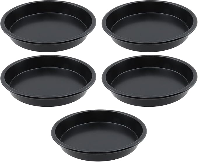 Pizza Pan,6 Inch Cake Mold,Black Aluminum Alloy,5Pcs | Round Pizza Tray Cake Mold For Oven,Kitchen,Home,Restaurant Baking