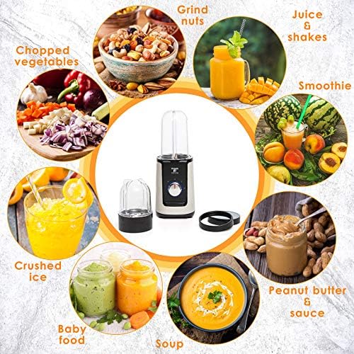 Moss & Stone Personal Smoothie Blender, Single Serve Blender for Shakes & Protein, 17oz Blend Cup & 10oz Grind Cup, Compact Mini Design for Home, Office, Gym & Travel