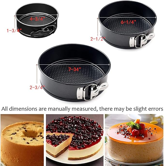 Cheesecake Pan, Springform Cake Pan Set - Pack Of 3, Nonstick Round Baking Pans with Removable Bottom, Cake Pans for Mini Cheesecakes, Pizzas and Quiches (4.7", 7", 8.6")