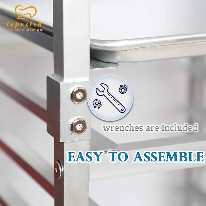 lopeztek Commercial 20-Tier Half & Full Sheet Pan Rack with Wheels | 1/2 & Full Sheet Pan|Baking Bread Cooling Rack|Speed Bun Rack|Bakery Rolling Cart|Dough Proofing