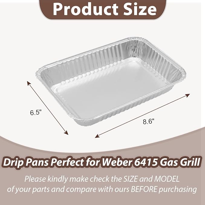 Universal 20-Pack Aluminum Grill Drip Pans for 6415 Weber Grill & Ninja | Disposable Foil Grease Tray Liners for Weber Spirit, Traveler, Genesis, Q Series, Ninja OG700 Series