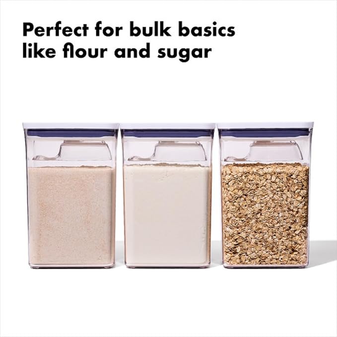 OXO Good Grips POP Airtight Food Storage Containers for Pantry, 6-Piece Set | Stackable Pantry Organization Containers, Airtight Lids, Includes ½ Cup Scoops, Flour, Sugar, Cereal, Pasta Storage