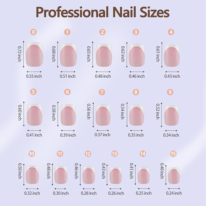 Misssix 160Pcs French Tip Press on Nails Short Square Pink Gel Fake Nails | No Need to File Tips Pre-lasting, Fake Nails for Nail Art DIY 16 Sizes