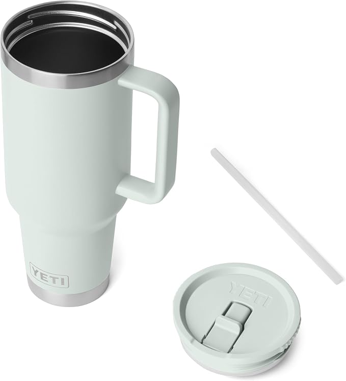 YETI Rambler 40 oz Travel Mug with Flip Straw Lid – Stainless Steel, Vacuum Insulated, Leakproof, Cup Holder Friendly, Ridgeline