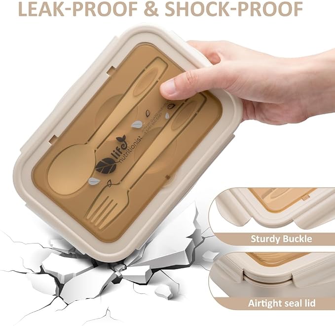 LOVINA Bento Box for Adults and Kids - 1400ML Portable, Lightweight, Easy to Carry Meal Holder with Spoon & Fork, Durable, Leak-Proof, BPA-Free and Food-Safe Materials