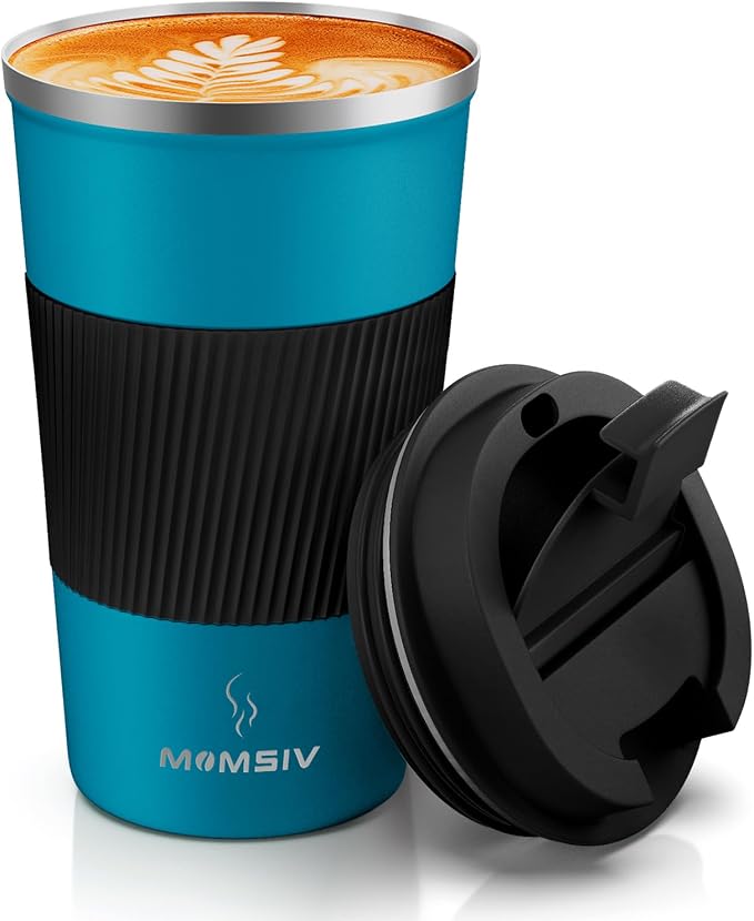 MOMSIV 17oz Travel Coffee Mug, Insulated Coffee Cup with Leakproof Lid | 6-Hour Heat Retention, 360°Leak proof, Vacuum Stainless Steel Double Walled, BPA-free, Reusable And To Go Coffee Mug