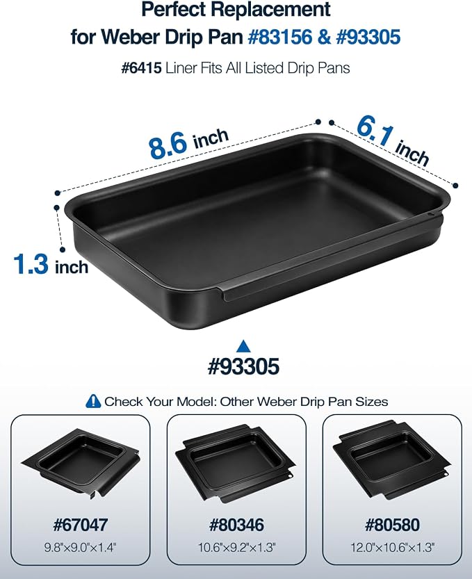 93305 Catch Pan for Weber Grills, Grease Tray Catcher for Weber Genesis & Spirit 2 and 3 Burners, Summit Silver Gold Platinum, Drip Pans for Weber Replacement 93305 83156 7515