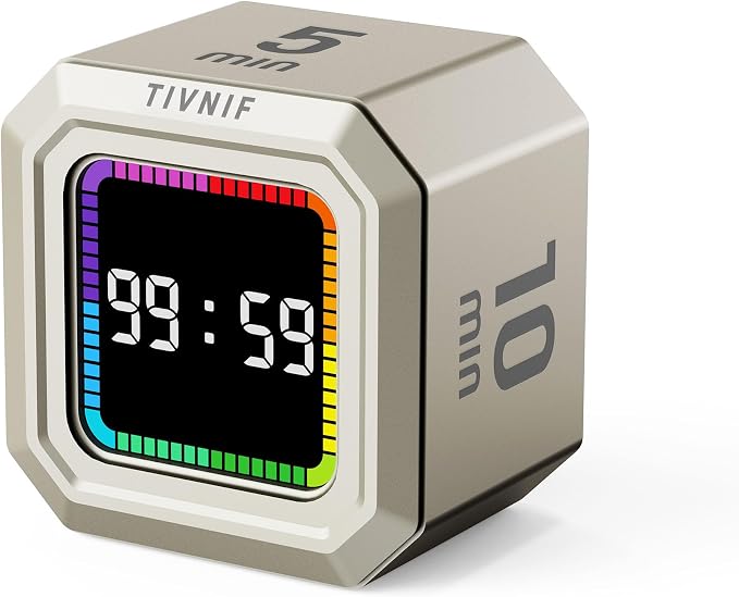 Kitchen Timer Visual Timer for Kids Color Display Gravity Sensor Cube | Digital Pomodoro Timer with Loud Alarm, Magnetic Back, Easy Use for Cooking, Classroom, Study & Productivity