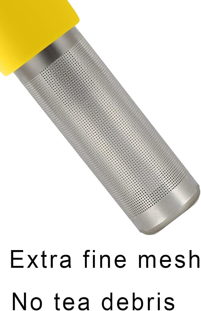 Leden Tea Infuser for Loose Tea Fine Mesh Tea Steeper, Grey & Yellow, 2Pcs | Stainless Steel Fun Person-shaped Design Tea Strainer Filter with Silicone Handle for Loose Tea Ball for Cup Mug