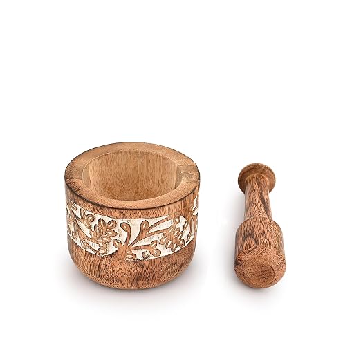 Mortal & Pestle Mango Wood Natural Wooden Mortar & Pestle Mixing Grinder Set Pill Crusher Kitchen Utensils Housewarming Gift