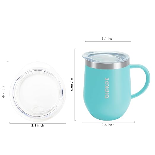 BJPKPK 2PCS Insulated Coffee Mug with Lid, 12oz Stainless Steel Tumbler | Travel Coffee Mug with Handle, Vacuum Insulated Tumbler Cup for Camping, Office, Home, BPA Free Lid, Hot & Cold