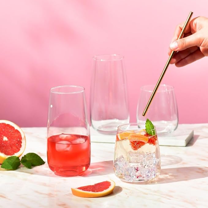 KROSNO Water Glasses Set of 6, 23.7 oz, Modern Collection | Drinking Glasses, Lead-Free Crystal Glassware, Juice Glasses, Water Glass Set, Dishwasher Safe, Made in Europe