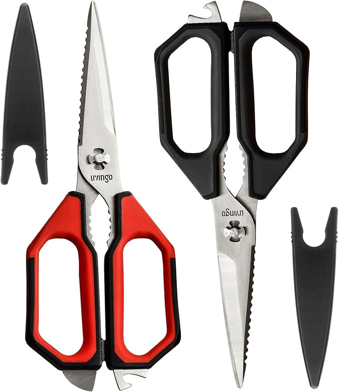LIVINGO Kitchen Scissors Set Stainless Steel Food Shears | 2 Pack Multipurpose Heavy Duty Kitchen Shears with Detachable Design for Easy Cleaning, Cutting Meat, Vegetables
