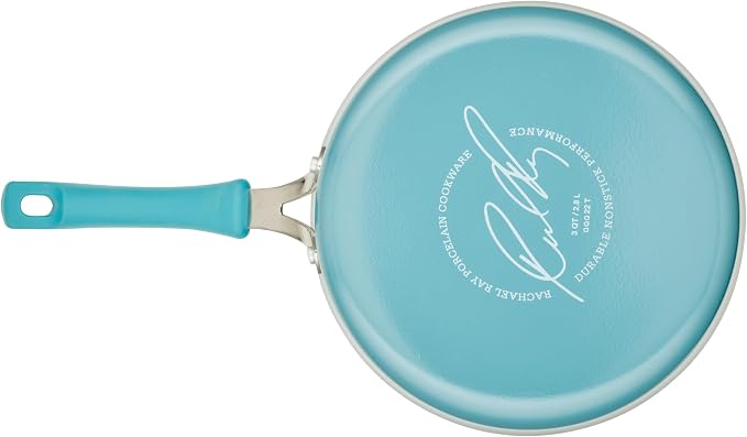 Rachael Ray Cook + Create Nonstick Sauté Pan with Lid, 3 Quart, Agave Blue