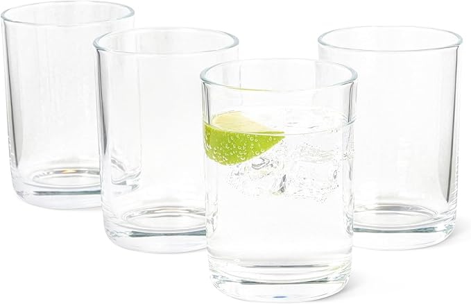Amazon Basics Drinking Glasses, Dishwasher-Safe, 4-Piece Set, 11 oz.
