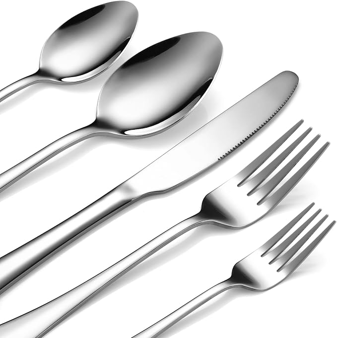 Silverware Set for 8,SANLUNS 40-Pieces Heavy Duty Stainless Steel Flatware Utensils Cutlery Set, Steak Knife/Spoons/Forks, Wedding Housewarming Gift Service for 8,Mirror Polished, Dishwasher Safe