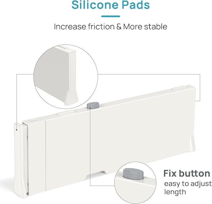 Vtopmart Drawer Dividers for Clothes 8 Pack, Adjustable 4" High Expandable from 11.3"-17" Dresser Drawer Organizer, Plastic Drawers Separators for Dresser, Baby Clothes, Kitchen and Office Storage | Adjustable Drawer Organizer, Dresser Clothes Separato...