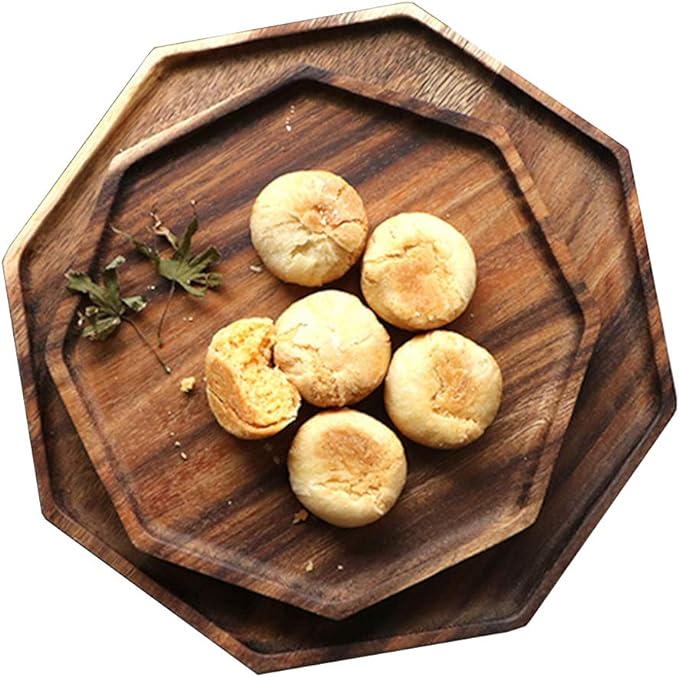 Acacia Wood Charcuterie Board Cheese Serving Platter Wooden Party Food Tray | 2Pcs Cute Charcuterie Boards Round Trays Cookie Platters Christmas Decor Serving Ware Dish Hosting Essentials Charger Plate