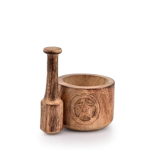 Wooden Mortar and Pestle Garlic Masher Hand Grinder Crusher Kitchen Gadgets