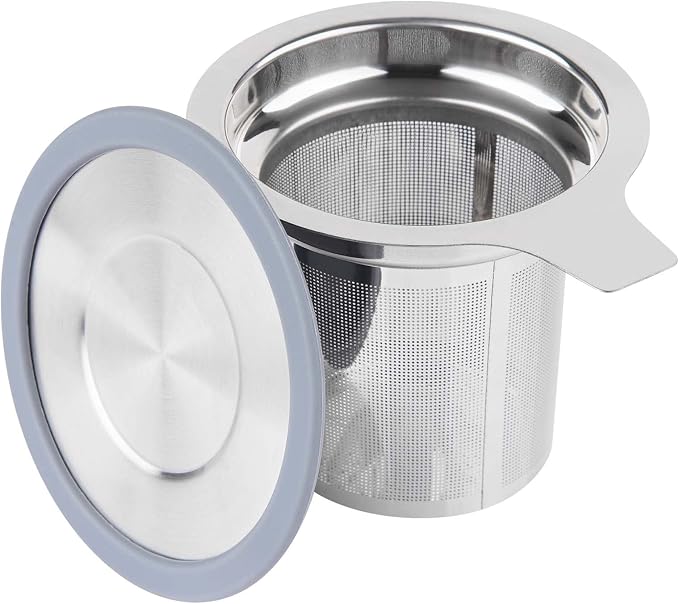 Vaincre Stainless Steel Extra Fine Mesh Tea Infuser | Large Capacity Basket with Lid, Loose Leaf Tea Strainer & Steeper, Fits Teapots, Mugs & Cups