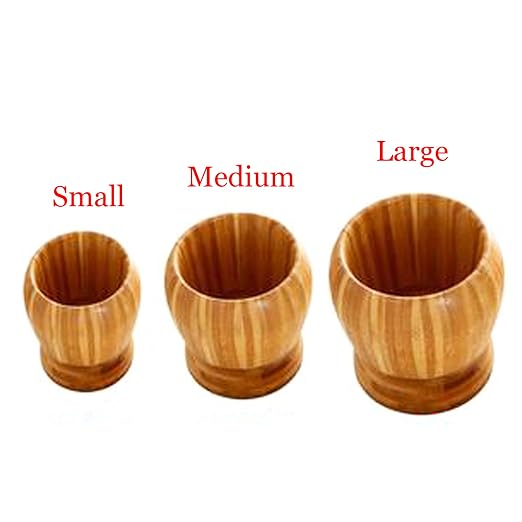 Wooden Pestle and Mortar Bamboo Bowl Set Guacamole Bowl Shell Garlic Pepper Press Mincer Grinder Chopper Crusher Molcajete Mixer for Guacamole,Herbs,Spices,Garlic,Medicine Pills,Seeds - Medium