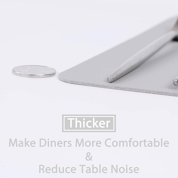 Wipeable Placemats Leather Table Mats Waterproof Heat-Resistant Easy to Clean for Dining Table Set Kitchen Table (6, Slate Grey)