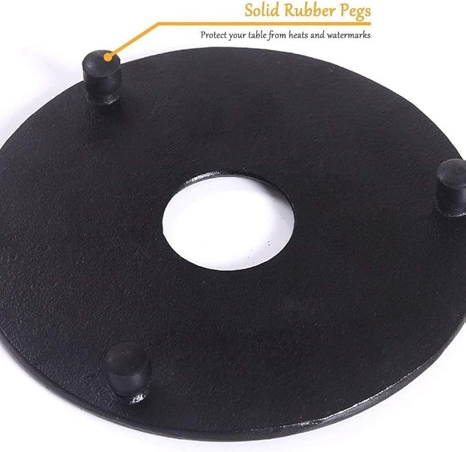 suyika Cast Iron Mat with Rubber Pegs/Feet for Japanese Tea Kettle Cast Iron Teapot Black Trivet 5.3in | For Japanese Tea Kettle, Cast Iron Teapot Trivet
