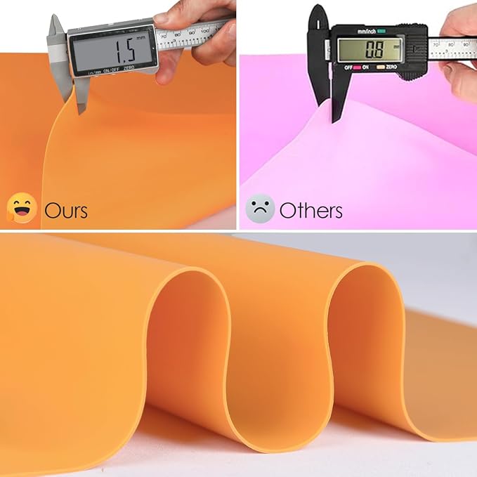 Extra Large Silicone Mats for Kitchen Counter, 27.6'' x 15.7'' Silicone Placemats for Kids, Nonstick Silicone Mat for Baking Crafts, Nonskid Heat Resistant Mat Orange Kids Placemats for Table,1Pcs
